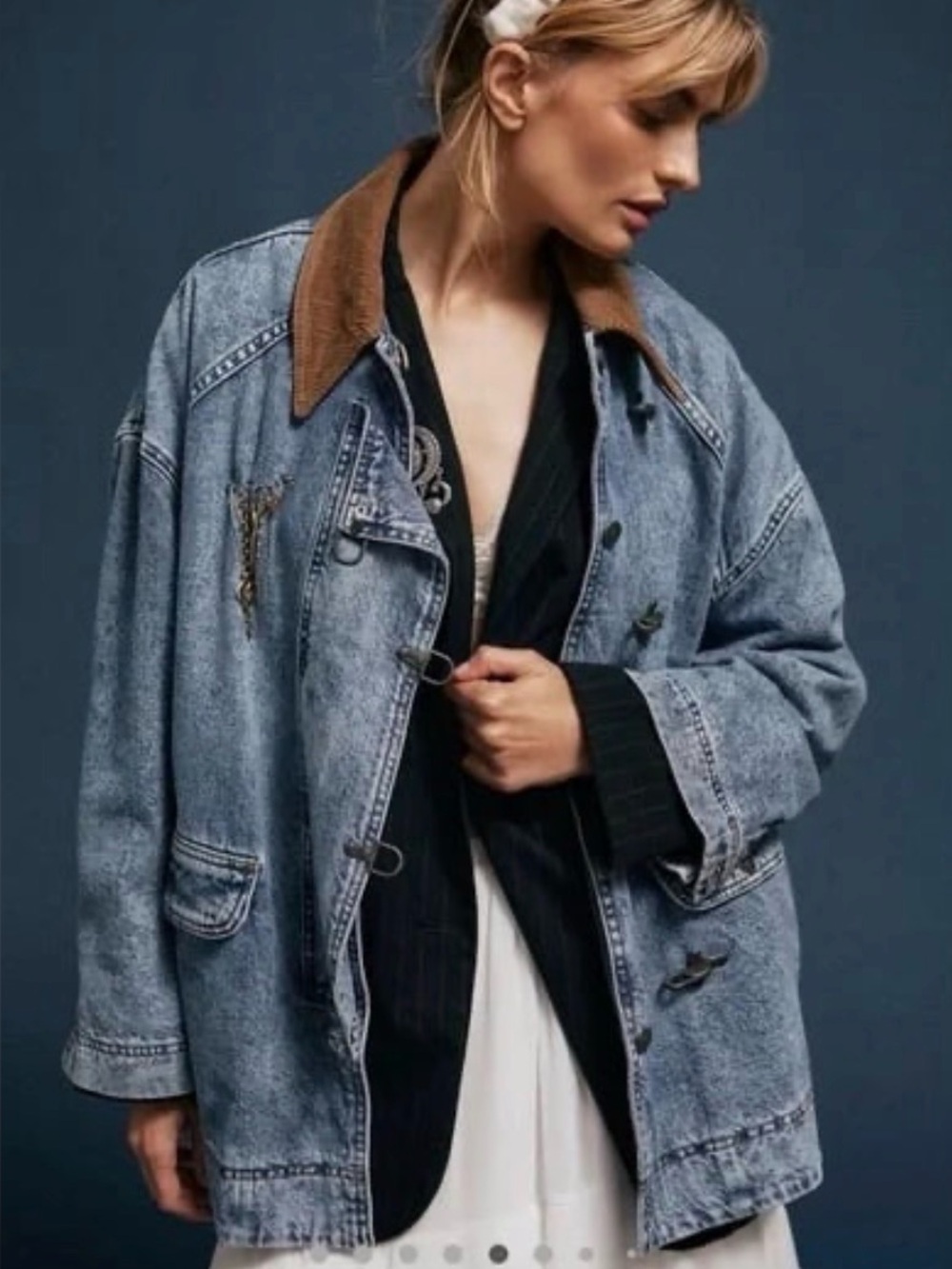 Free people we the free barnyard clip denim jacket 💙🩵